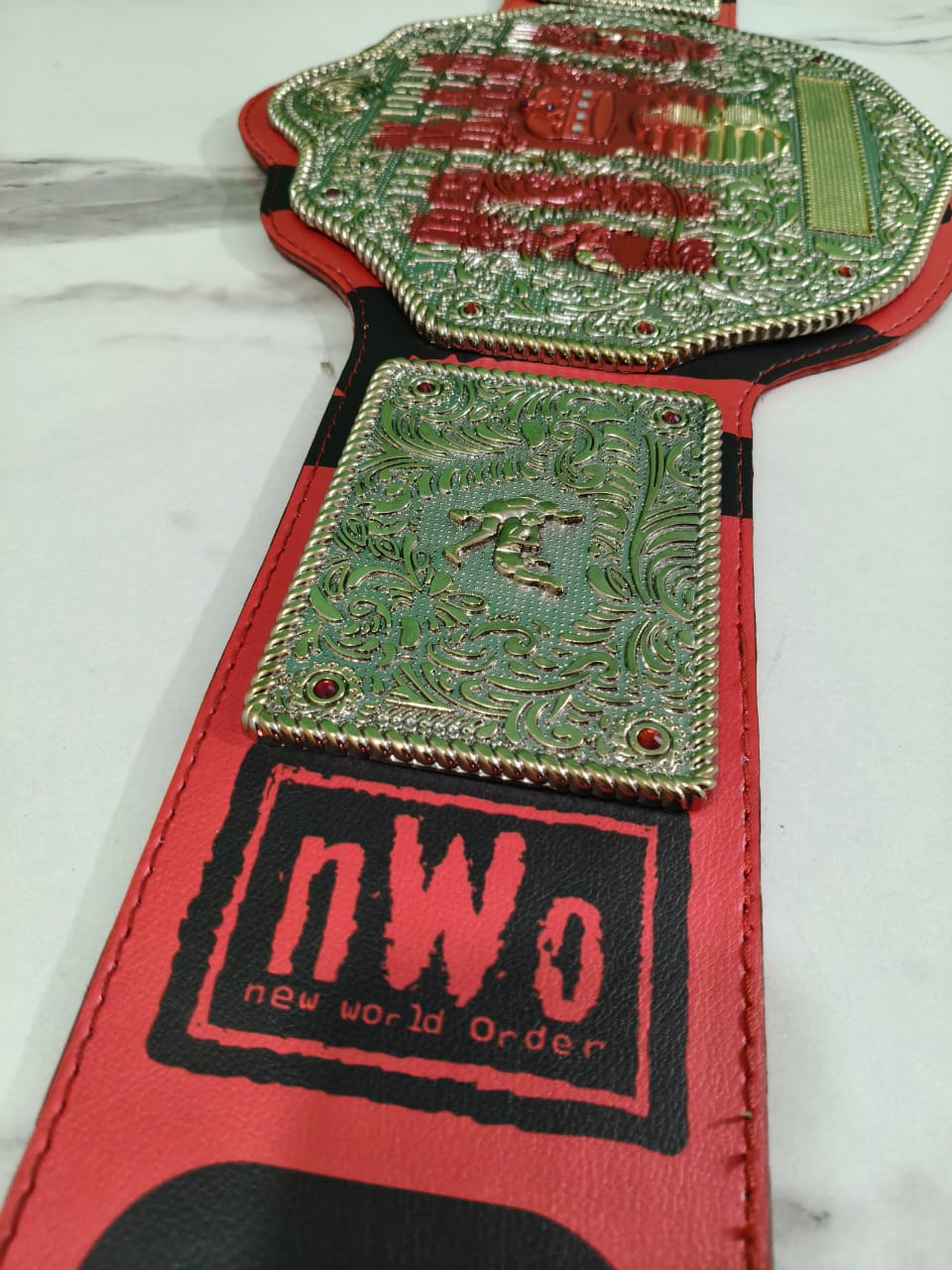 World Heavyweight Wrestling Championship Belt – Custom Red & Gold Edition