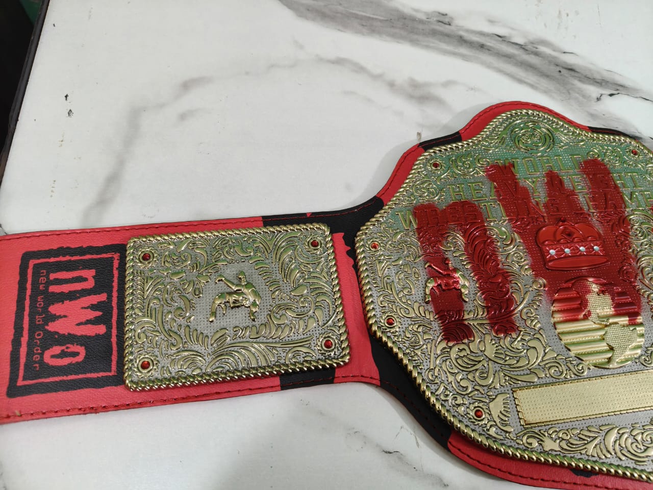 World Heavyweight Wrestling Championship Belt – Custom Red & Gold Edition