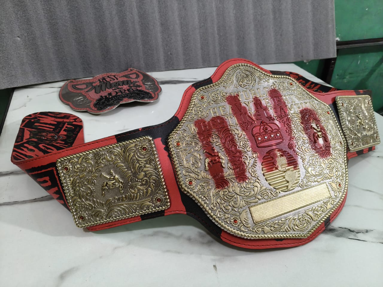 World Heavyweight Wrestling Championship Belt – Custom Red & Gold Edition